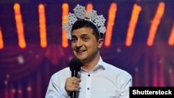 Volodymyr Zelensky performs on a Ukrainian TV show in 2016.