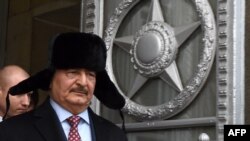 Marshal Khalifa Haftar, chief of the so-called Libyan National Army, leaves the main building of the Russian Foreign Ministry after a meeting with Foreign Minister Sergei Lavrov in Moscow in November.