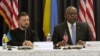 Germany - Ukrainian President Volodymyr Zelenskiy and U.S. Defense Secretary Lloyd Austin at Ramstein Air Base - AP screen grab