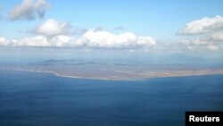 An aerial view shows Kunashiri Island, one of four islands known as the Southern Kuriles in Russia.