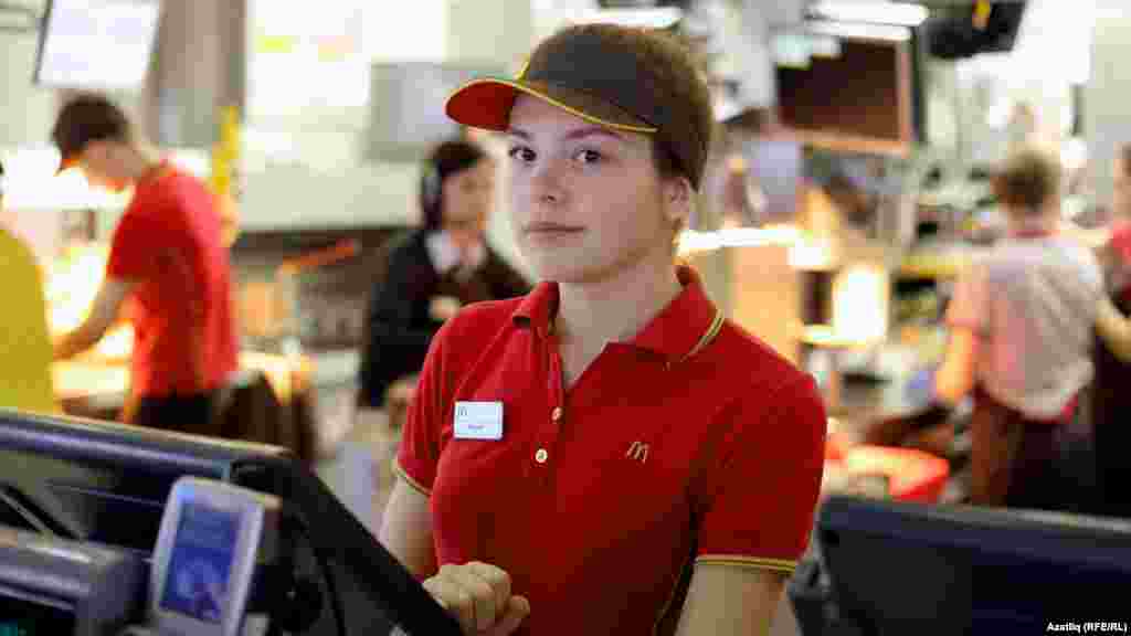 A young employee of McDonald&#39;s in Kazan