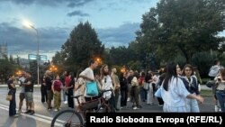 Движењето за слобода и правда на жените, „Ниту eдна повеќе“ на блокада пред паркот „Жена Борец“ во Скопје. 25.09.2025. 