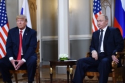 Зустріч Дональда Трампа і Володимира Путіна в Гельсінкі в липні 2018 року. Два президенти провели тоді тривалу зустріч сам на сам