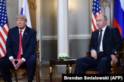 Встреча Дональда Трампа и Владимира Путина в Хельсинки в июле 2018 года. Два президенита провели тогда длительную встречу один на один