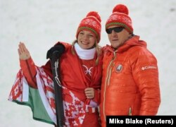 Микола Козеко з Ганною Гуськовою після перемоги на Олімпіаді-2018