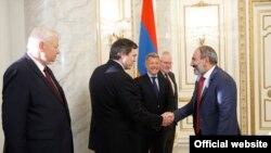 Armenia’s acting Prime Minister Nikol Pashinian meets with the OSCE Minsk Group co-chairs in Yerevan, 29Oct 2018