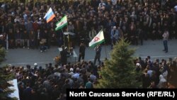 Во время митинга. Магас, Ингушетия