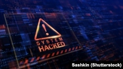 Warning of a system hacked. Virus, cyber attack, ransomware, malware - generic