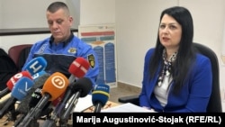 Komesar MUP-a Kantona Sarajevo Fatmir Hajdarević i glavna tužiteljica Tužiteljstva Kantona Sarajevo Meliha Žugalija na konferenciji za medije, 25. 2. 2026.