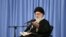 Iranian Supreme Leader Ayatollah Ali Khamenei is seen on stage during a religious lecture in Tehran, February 23, 2020