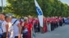 Učesnici Marša mira nakon tri dana pješačenja su stigli u Potočare, 10. juli 2026. 