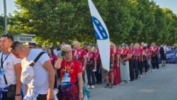 Učesnici Marša mira nakon tri dana pješačenja su stigli u Potočare, 10. juli 2026. 