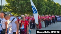 Učesnici Marša mira nakon tri dana pješačenja su stigli u Potočare, 10. juli 2026. 