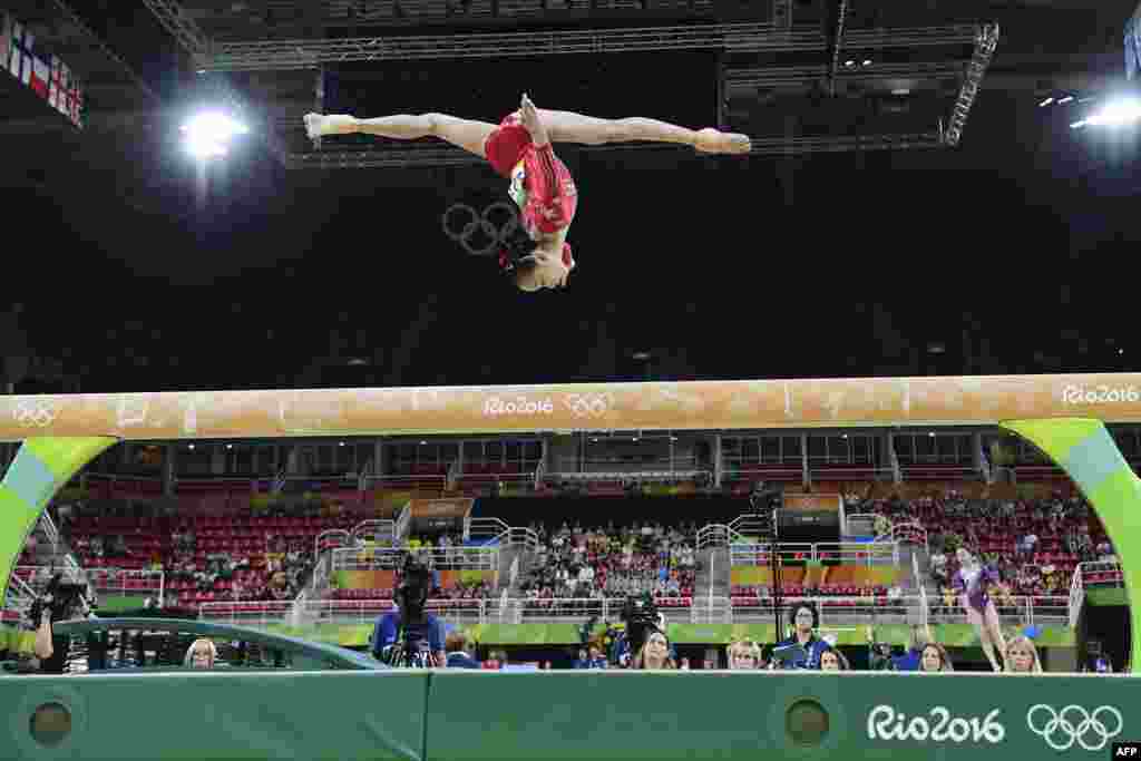 China&#39;s Fan Yilin competes in artistic gymnastics.