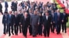 Chinese President Xi Jinping and other world leaders ahead of a ceremony to commemorate the 80th anniversary of the end of World War II. 
