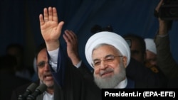 Iranian President Hassan Rohani during his address in the city of Gonbad-e Kavous, Golestan province, January 14, 2019