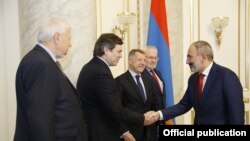 Armenia -- Prime Minister Nikol Pashinian (R) meets with OSCE Minsk Group co-chairs, Yerevan, 15Oct2019.