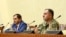 Armenia - Defense Minister Suren Papikian (left) and army chief of staff Eduard Asrian hold an emergency meeting, Yerevan, August 17, 2026.