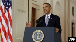 Президент США Барак Обама выступает с обращением к нации. Вашингтон, 10 сентября 2013 года.