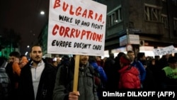 Imagine de la un protest în Bulgaria 