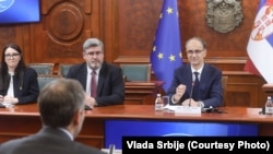 Šef Delegacije Evropske unije u Srbiji Emanuele Giaufret i premijer Srbije Đuro Macut, Beograd, 25. april 2025.