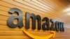 India - The logo of Amazon is pictured inside the company's office