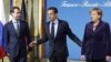 Dmitri Medvedev, Nicolas Sarkozy și Angele Merkel