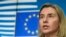 EU foreign-policy chief Federica Mogherini delivers a press briefing at an EU-Ukraine Association Council at the EU headquarters in Brussels on December 19.