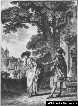 Сцена из оперы «Деревенский колдун». Гравюра Жан-Мишеля Моро. 1753