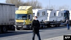 Kolona kamiona na graničnom prelazu u Srbiji