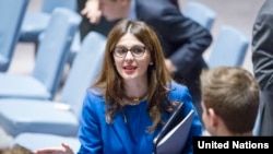 U.S. -- Vlora Citaku, Kosovo's Ambassador to the United nations, attends the Security Council meeting on Kosovo in New York, February 27, 2017