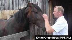 Евгений Павлов и его конь Помпей