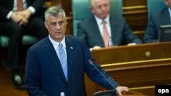 Presidenti i Kosovës, Hashim Thaçi gjatë një fjalimi në Kuvend. Foto nga arkivi 