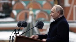 Президент Росії Володимир Путін виступає з промовою під час військового параду в Москві, Росія, 9 травня 2024 року