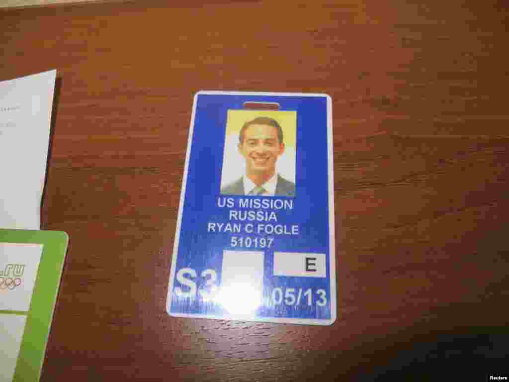 An ID card of U.S. Embassy employee Ryan Christopher Fogle in a photo released by the Federal Security Service.