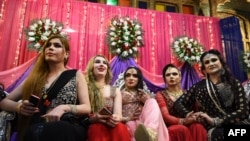 Members of the Pakistani transgender community in Peshawar in January.