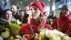 Сустрэча Ганны Гуськовай у Менску пасьля яе алімпійскага "золата", 2018 год