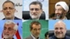 (COMBO) This combination of file pictures created on June 9, 2024, shows the six Iranian candidates for the upcoming elections, from top left to bottom right: Iranian presidential candidate Alireza Zakani speaking during a press conference at the Mehr New