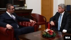 Претседателот на македонија Иванов на средба со новиот лидер на ВМРО-ДПМНЕ Мицковски. 25.12.2017 