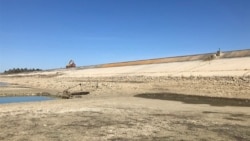 Обмелевшее Тайганское водохранилище в Крыму, март 2021 года