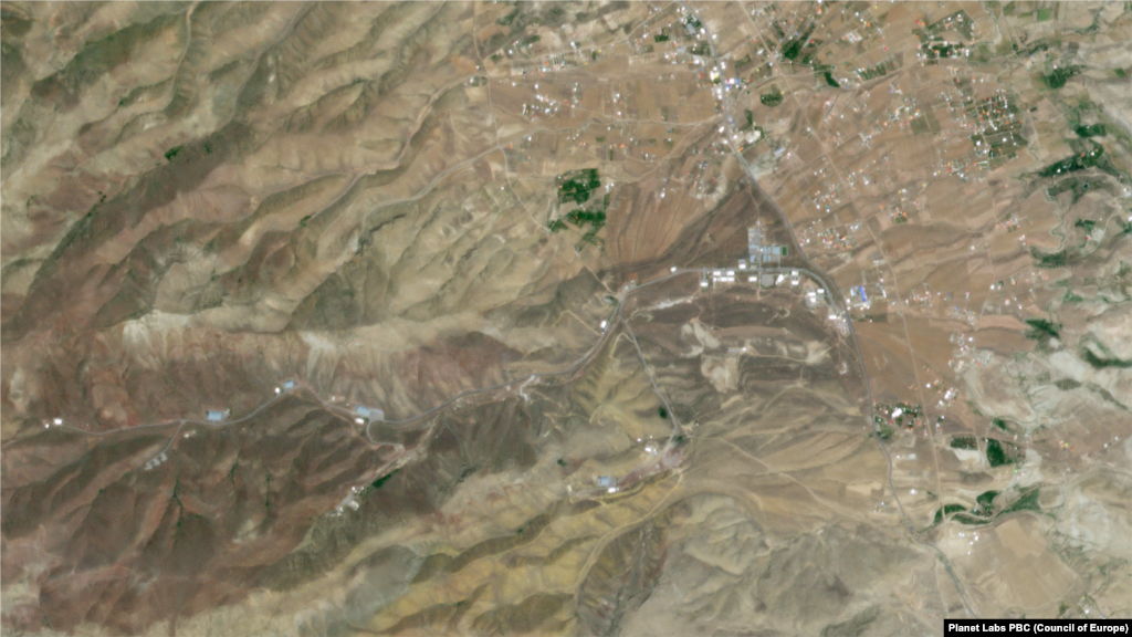 In these satellite images captured by Planet Lab, Iran's Tabriz North missile base is shown before and after the Israeli air strikes. Image on left is from June 11, 2025. Image on right is from June 13, 2025.