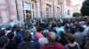 Armenia - Market traders protest outside a government building in Yerevan, 25Sep2014.