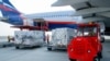 The first batch of Sinopharm COVID-19 vaccines delivered to Armenia is being unloaded from an aircraft at Yerevan’s Zvartnots Airport, August 18, 2021.