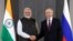 Indian President Narendra Modi (left) meets with Russian President Putin in Samarkand, Uzbekistan, in 2022.