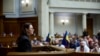 Ukraine's newly approved Prime Minister Yulia Svyrydenko speaks in the Ukrainian parliament in Kyiv on July 17. 