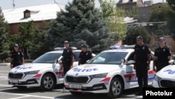 Armenia - Officers and vehicles of the newly established Patrol Service, Yerevan, July 8, 2021.