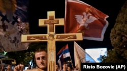 Sa jednog od protesta pristalica Srpske pravoslavne crkve, 27. avgusta 2020. u Podgorici