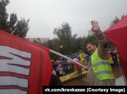 Акция протеста казанских крановщиков 5 августа