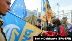 Protest anticorupție în fața Radei Supreme de la Kiev, 19 octombrie 2017.