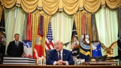 US President Donald Trump speaks to the press in the Oval Office of the White House in Washington, DC, on June 3, 2026. (Photo by Mandel NGAN / AFP)